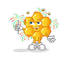 honey pattern with fireworks mascot. cartoon vector