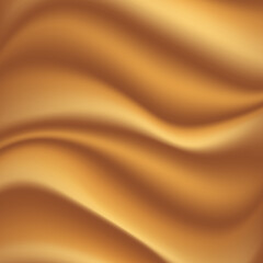 Gold satin and silk cloth fabric crease background and texture. Vector illustration