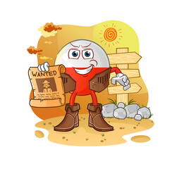 poland flag cowboy with wanted paper. cartoon mascot vector
