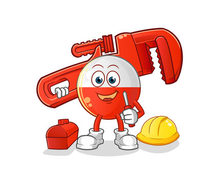 recommend clip art: poland flag plumber cartoon. cartoon mascot vector