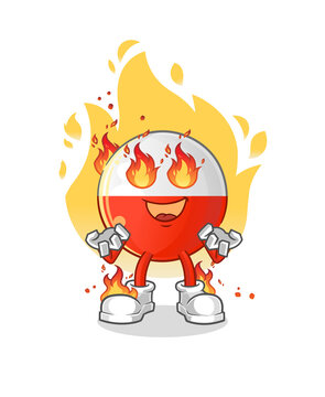 recommend clip art: poland flag on fire mascot. cartoon vector