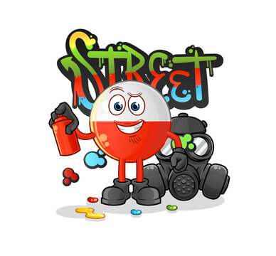 recommend clip art: poland flag graffiti artist vector. cartoon character