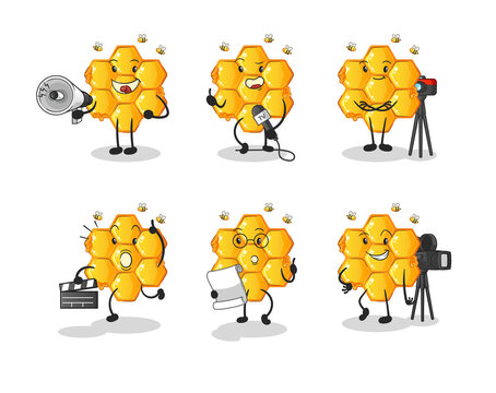 honey pattern entertainment group character. cartoon mascot vector