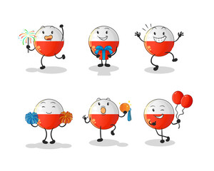 poland flag celebration set character. cartoon mascot vector