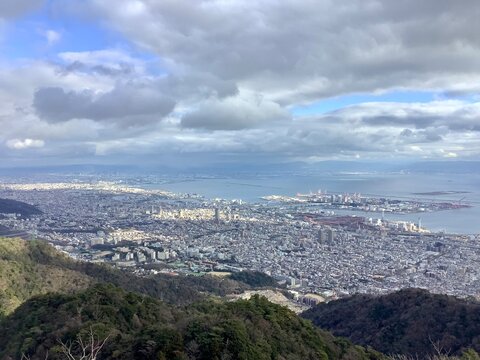 Scenery of Kobe city from the observation deck of Mt. Maya in the Rokko mountain range