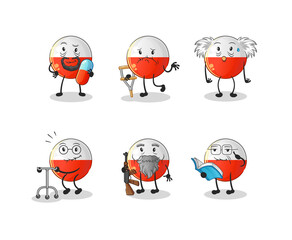poland flag elderly character. cartoon mascot vector