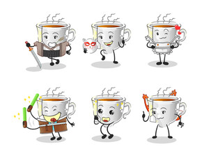 Obraz premium tea cup japanese culture group character. mascot vector
