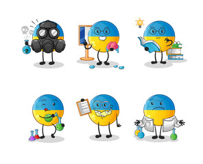 ukraine flag scientist group character. cartoon mascot vector