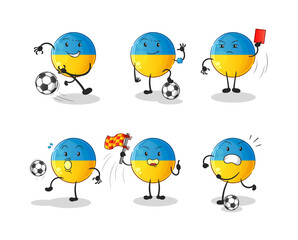 ukraine flag football group character. cartoon mascot vector