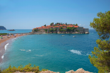 Beautuful summer view on the Sveti Stefan