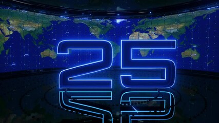 Countdown 3d with revolving world map - Powered by Adobe