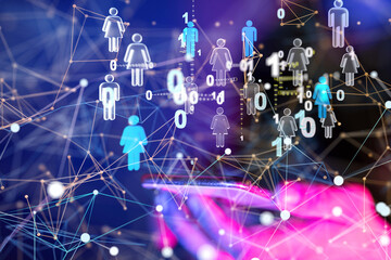 Abstract technology group and data 3d