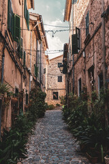 Fototapeta na wymiar narrow street in the town, Valldemossa, Mallorca