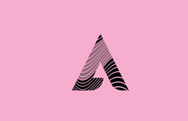 black letter A logo design icon with pink background. Creative template for company with lines