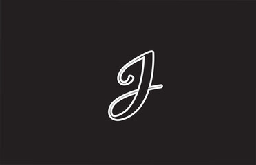line J icon logo design with handwritten style. Creative template for company