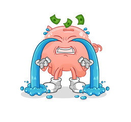 piggy bank crying illustration. character vector