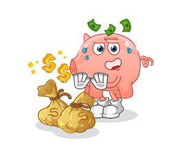 piggy bank refuse money illustration. character vector