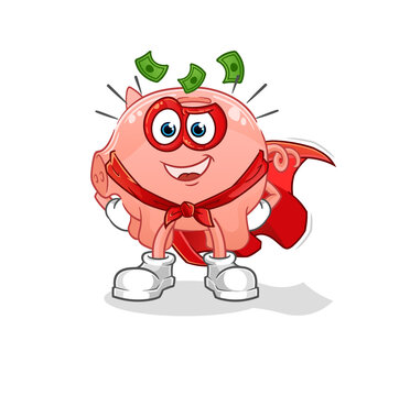 recommend clip art: piggy bank heroes vector. cartoon character