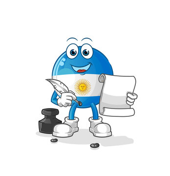 recommend clip art: argentina flag writer vector. cartoon character