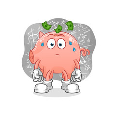 piggy bank thinking hard vector. cartoon character