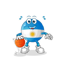 argentina flag dribble basketball character. cartoon mascot vector