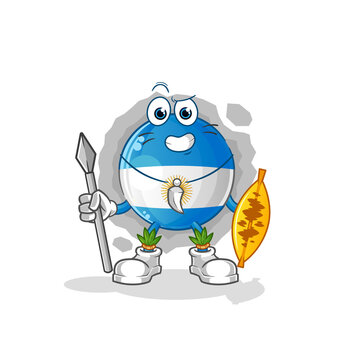 recommend clip art: argentina flag african tribal fighter mascot. cartoon vector