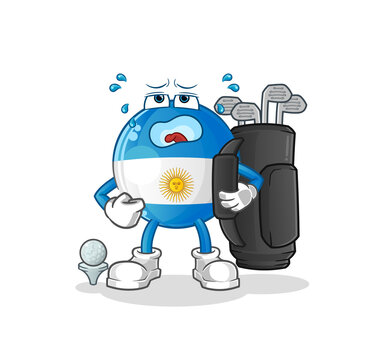 recommend clip art: argentina flag with golf equipment. cartoon mascot vector