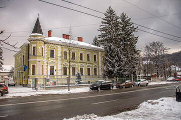 Bistrita County Library building, Romania in January 2022 