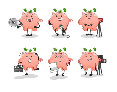 piggy bank entertainment group character. cartoon mascot vector