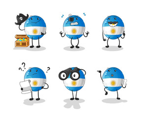 argentina flag Pirate group character. cartoon mascot vector