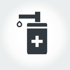 Minimalistic icon of alcohol gel bottle with dripping drop