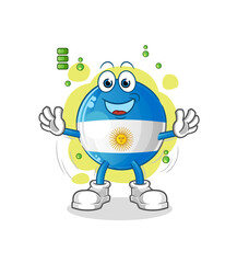 argentina flag full battery character. cartoon mascot vector