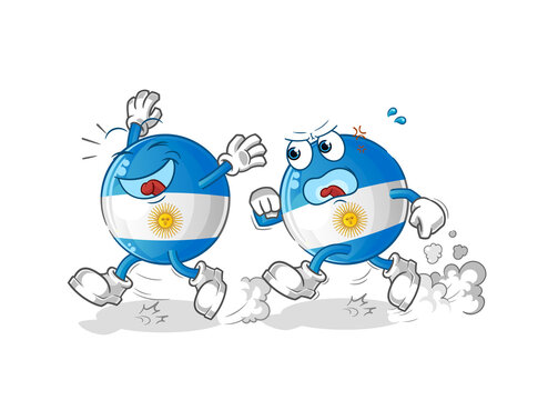 recommend clip art: argentina flag play chase cartoon. cartoon mascot vector