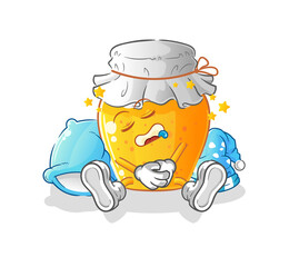 honey jar sleeping character. cartoon mascot vector