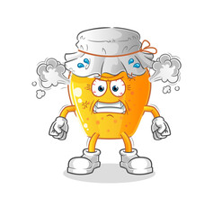 honey jar very angry mascot. cartoon vector