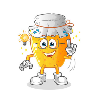 honey jar got an idea cartoon. mascot vector