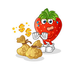strawberry refuse money illustration. character vector
