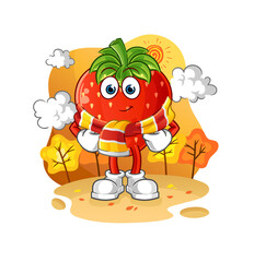 Obraz na płótnie Canvas strawberry in the autumn. cartoon mascot vector