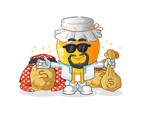 honey jar rich arabian mascot. cartoon vector