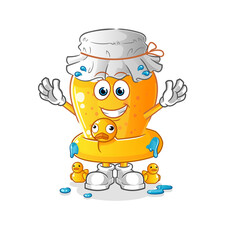 honey jar with duck buoy cartoon. cartoon mascot vector