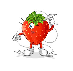 strawberry with paper plane character. cartoon mascot vector