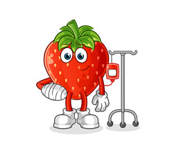 strawberry sick in IV illustration. character vector