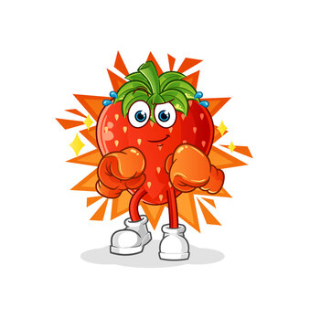 boxing strawberry character orange gloves white background clip art preview