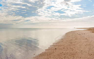 Fototapeta na wymiar beautiful sea with clear turquoise water on the coast of Egypt, Hurghada, Sahl Hasheesh