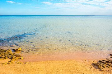 beautiful sea with clear turquoise water on the coast of Egypt, Hurghada, Sahl Hasheesh