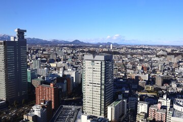 Obraz premium View of Sendai city from a skyscraper.
