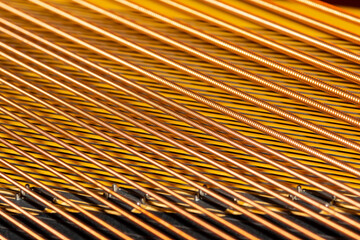 Close-Up Image of Grand Piano String Pattern