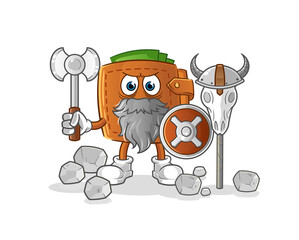 wallet viking with an ax illustration. character vector
