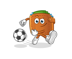 Fototapeta premium wallet kicking the ball cartoon. cartoon mascot vector