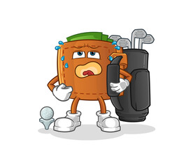 wallet with golf equipment. cartoon mascot vector